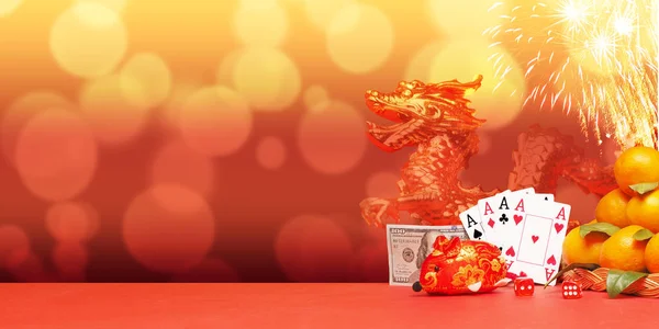 Casino concept on bright chinese background. — 스톡 사진