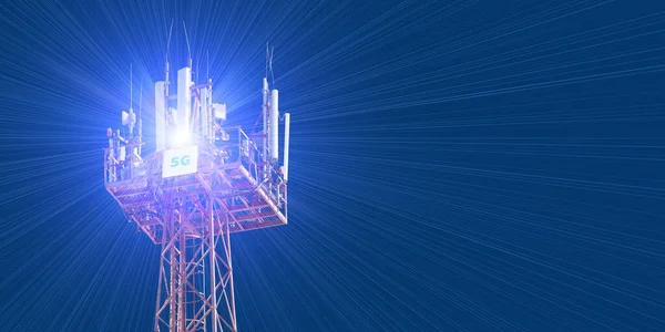 Anteny Komórkowe Szczycie Telekomunikacji Gsm Wieży Przyszły System Komunikacji Ilustracja — Zdjęcie stockowe