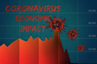 Coronavirus ekonomik etkisi. Borsa çöküşü kavramı. Bilgi grafikleri. 3d illüstrasyon