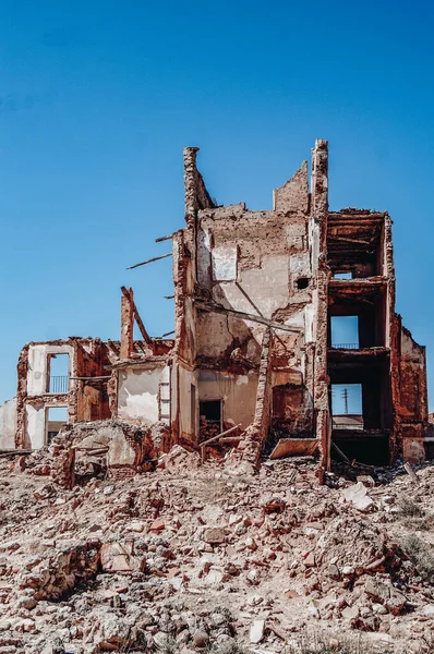 Εγκαταλελειμμένο Σπίτι Στην Παλιά Πόλη Belchite — Φωτογραφία Αρχείου
