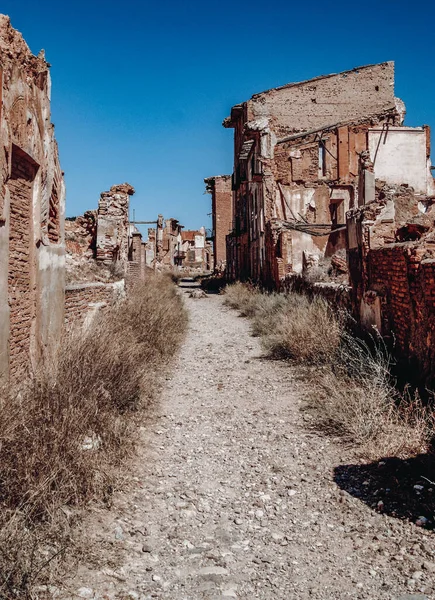 Κεντρικός Δρόμος Της Παλιάς Πόλης Belchite — Φωτογραφία Αρχείου