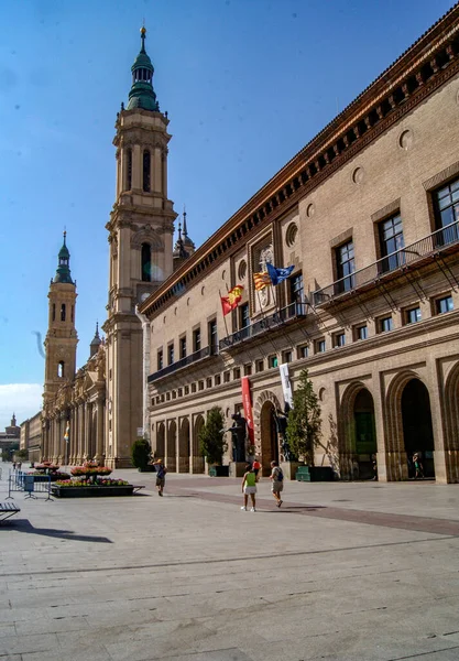 Plaza Und Basilica Del Pilar Zaragoza — Stockfoto