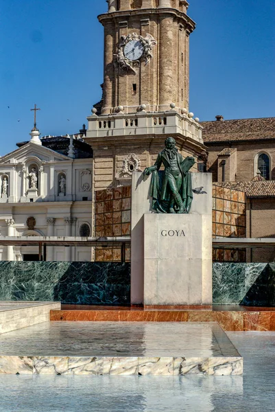 Denkmal Für Goya Und Die Seo Von Zaragoza — Stockfoto