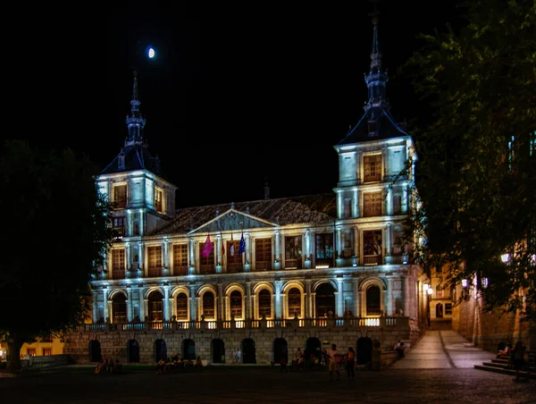 Verlichting Van Het Stadhuis Van Toledo Nachts — Stockfoto