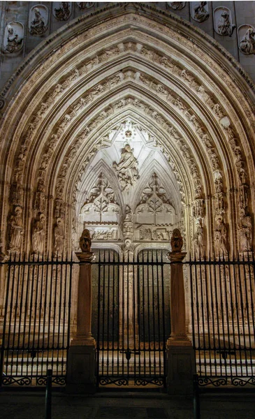 Illumination Door Lions Cathedral Toledo — Stock Photo, Image