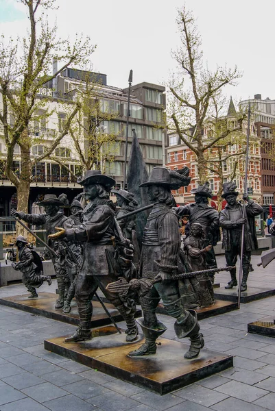 Rembrant Monument Rebrantplein Amsterdam — Stock Photo, Image