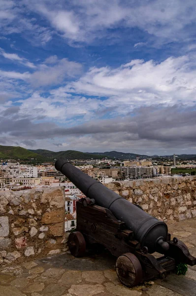 Defense cannons on the wall of ibiza