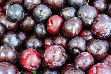 Blanes meyve ve sebze pazarında erikler