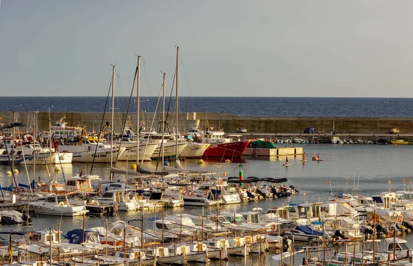 Barcos Pesca Puerto Blanes Atardecer — Foto de Stock