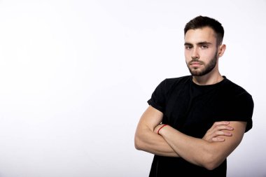 güzel genç kahverengi saçlı adam küçük şık sakallı ve 