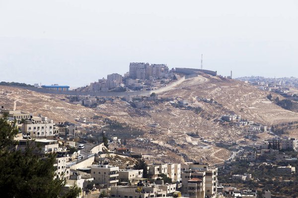 An unusual view of the old city quarters of Jerusalem  and the M