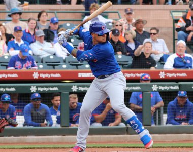 Javier Baez, Scottsdale, Arizona / Usa 'daki Scottsdale Stadyumu' ndaki Chicago Cubs takımının kısa oyuncusu. 10 Mart 2020.