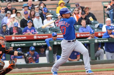 Wilson Contreras Dh Chicago Cubs adına Scottsdale, Az / Usa 'daki Scottsdale Stadyumu' nda 10 Mart 2020.