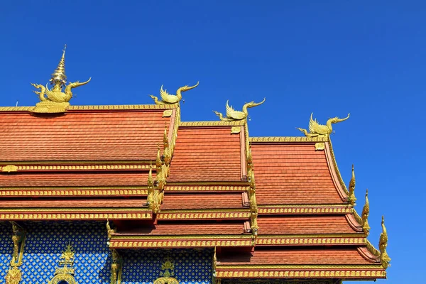 Roof Wat Rong Sua Ten Temple Clear Blue Sky Background — Stock Photo, Image