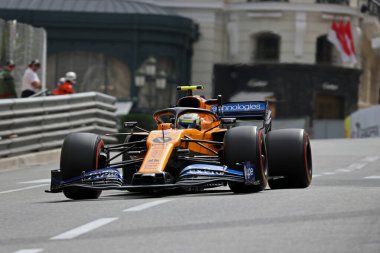 Monte Carlo, Monako - 23 Mayıs 2019. McLaren F1 takımından Lando Norris Monako F1 Grand Prix antrenmanı sırasında
