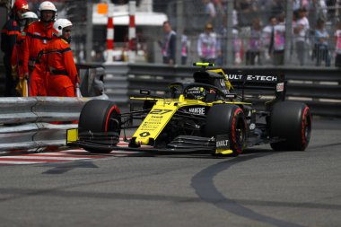 Monte Carlo, Monako - 25 Mayıs 2019. Monako F1 Grand Prix antrenmanı sırasında Renault F1 Takımı 'ndan Nico Hulkenberg
