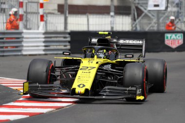 Monte Carlo, Monako - 25 Mayıs 2019. Monako F1 Grand Prix antrenmanı sırasında Renault F1 Takımı 'ndan Nico Hulkenberg