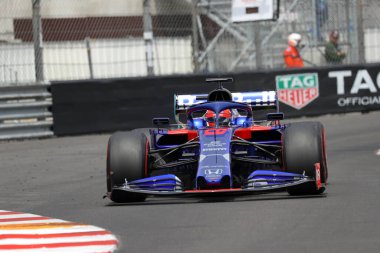 Monte Carlo, Monako - 25 Mayıs 2019. Monako F1 Grand Prix antrenmanı sırasında Red Bull Toro Rosso Honda 'dan Daniil Kvyat