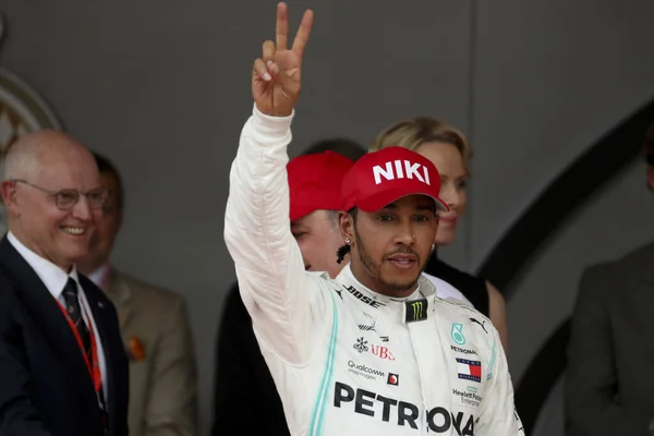 Monte Carlo Monako Maja 2019 Lewis Hamilton Mercedes Amg Petronas — Zdjęcie stockowe