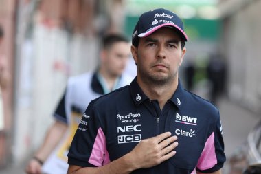Monte Carlo, Monako - 26 Mayıs 2019. SportPesa Yarış Noktası F1 takımından Sergio Perez Monako 'nun F1 Grand Prix' sinde