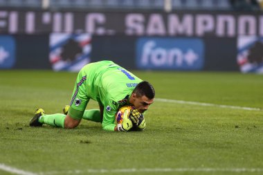 Cenova, İtalya. 18 Aralık 2019. İtalyan Serisi A. Uc Sampdoria, Uc Sampdoria 'dan Juventus Fc. Emil Audero' ya karşı..   