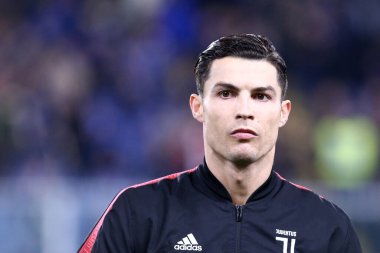Cenova, İtalya. 18 Aralık 2019. İtalyan Serisi A. Uc Sampdoria, Juventus Fc 'e karşı. Juventus FC 'den Cristiano Ronaldo.   