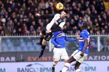 Cenova, İtalya. 18 Aralık 2019. İtalyan Serisi A. Uc Sampdoria, Juventus Fc 'e karşı. Juventus FC 'den Cristiano Ronaldo.   