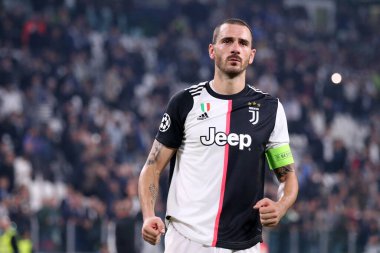 Torino, İtalya. 22 Ekim 2019. Uefa Şampiyonlar Ligi D Grubu. Juventus Fc, Lokomotiv Moskva 'ya karşı. Juventus FC 'den Leonardo Bonucci.   