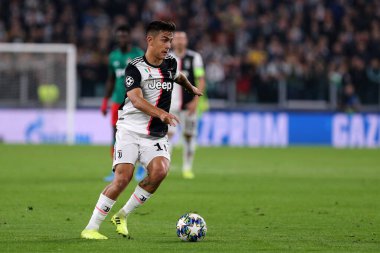 Torino, İtalya. 22 Ekim 2019. Uefa Şampiyonlar Ligi D Grubu. Juventus Fc, Lokomotiv Moskva 'ya karşı. Juventus FC 'den Paulo Dybala.   