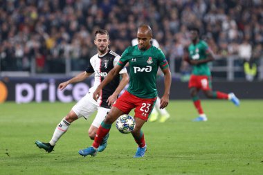 Torino, İtalya. 22 Ekim 2019. Uefa Şampiyonlar Ligi D Grubu. Juventus Fc, Lokomotiv Moskva 'ya karşı. Fc Lokomotiv Moskva 'dan Joao Mario.