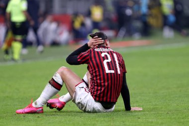 Milano, İtalya. 13 Şubat 2020. Coppa Italia yarı final ilk ayağı. Ac Milan ve Juventus Fc. Ac Milan 'dan Zlatan Ibrahimoviç. 