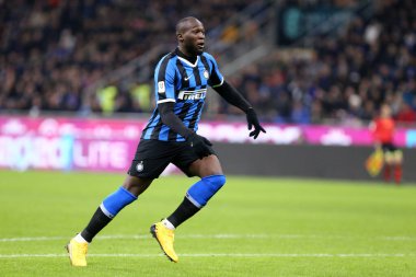 Milano, İtalya. 12 Şubat 2020. Coppa Italia yarı final ilk ayağı. Fc Internazionale, Ssc Napoli 'ye karşı. - Evet. FC Internazionale 'den Romelu Lukaku..