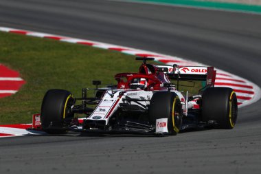 Barselona, İspanya. 28 Şubat 2020. Formula 1 sezon öncesi testi. Finlandiya 'dan Kimi Raikkonen ve F1 Kış Testi' nin altıncı gününde Alfa Romeo Racing