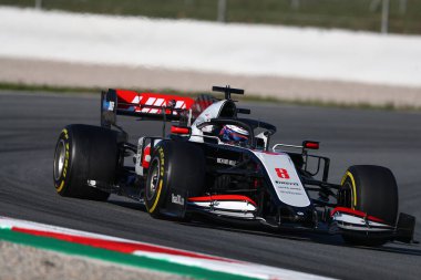 Barselona, İspanya. 20 Şubat 2020. Formula 1 sezon öncesi testi. Romain Grosjean - F1 Kış Sınavı 'nın ikinci gününde Haas F1 Takımı 