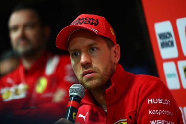 Barselona, İspanya. 26 Şubat 2020. Formula 1 sezon öncesi testi. F1 Kış Testi sırasında Almanya 'dan Sebastian Vettel ve Scuderia Ferrari