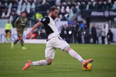 Torino, İtalya. 06 Ocak 2020. İtalyan Serisi A. Juventus Fc, Cagliari Calcio 'ya karşı. Juventus FC 'den Gonzalo Higuain iş başında. 