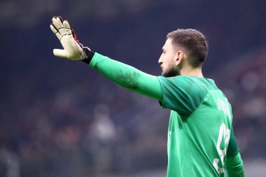 Milano, İtalya. 13 Şubat 2020. Coppa Italia yarı final ilk ayağı. Ac Milan ve Juventus Fc. Ac Milan 'dan Gianluigi Donnarumma. 