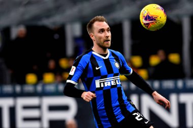Milano, İtalya. 12 Şubat 2020. Coppa Italia yarı final ilk ayağı. Fc Internazionale, Ssc Napoli 'ye karşı. - Evet. FC Internazionale 'den Christian Eriksen.