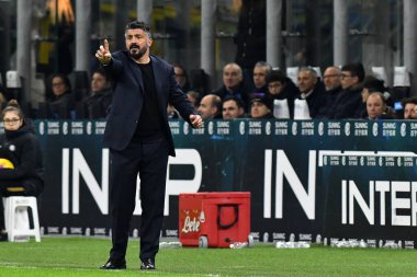 Milano. İtalya. 12 Şubat 2020. Coppa Italia yarı final ilk ayağı. Fc Internazionale ve Ssc Napoli. Gennaro Gattuso, Sc Napoli 'nin koçu. .   