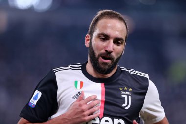 Juventus FC Torino, İtalya 'dan Gonzalo Higuain. 10 Kasım 2019. İtalyan Serie A- Juventus Fc Ac Milan 'a karşı.