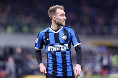 Milano, İtalya. 12 Şubat 2020. Coppa Italia yarı final ilk ayağı. Fc Internazionale, Ssc Napoli 'ye karşı. - Evet. FC Internazionale 'den Christian Eriksen.