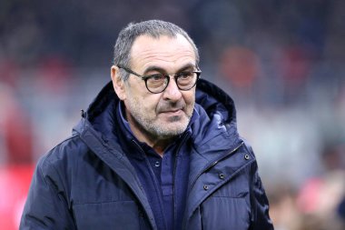 Milano, İtalya. 13 Şubat 2020. Coppa Italia 'da. Ac Milan ve Juventus Fc. Maurizio Sarri, Juventus FC 'nin koçu. .   