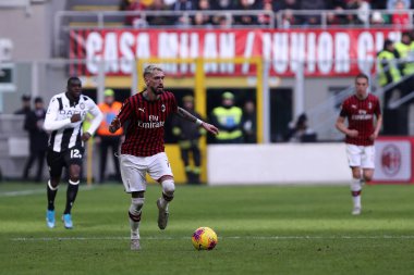 Milano, İtalya. 19 Ocak 2020. İtalyan Serisi A. Ac Milan, Udinese Calcio 'ya karşı. Ac Milan 'dan Samu Castillejo. 
