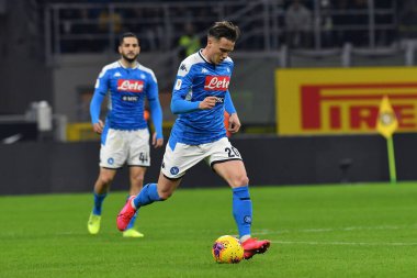 Milano. İtalya. 12 Şubat 2020. Coppa Italia yarı final ilk ayağı. Fc Internazionale ve Ssc Napoli. Ssc Napoli 'den Piotr Zielinski. 