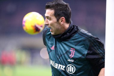 Milano, İtalya. 13 Şubat 2020. Coppa Italia 'da. Ac Milan ve Juventus Fc. Juventus FC 'den Gianluigi Buffon.   