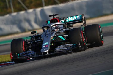Barcelona, Spain. 21th February 2020. Formula 1 pre-season test. Lewis Hamilton - Mercedes AMG Petronas F1 Team  clipart