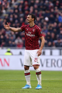 Milano, İtalya. 19 Ocak 2020. İtalyan Serisi A. Ac Milan, Udinese Calcio 'ya karşı. Ac Milan 'dan Zlatan Ibrahimoviç. 