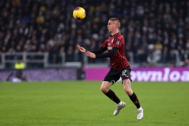 Ac Milan 'dan Andrea Conti ActionTorino, İtalya' da. 10 Kasım 2019. İtalyan Serie A- Juventus Fc Ac Milan 'a karşı.
