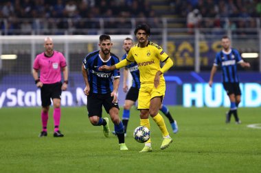 Milano, İtalya. 23 Ekim 2019. Uefa Şampiyonlar Ligi. Fc Internazionale Borussia 09 Dortmund 'a karşı. Borussia 'dan Mahmoud Dahoud Dortmund Milano, İtalya. 