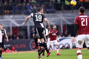 Milano, İtalya. 13 Şubat 2020. Coppa Italia 'da. Ac Milan ve Juventus Fc. Juventus FC 'den Leonardo Bonucci.   